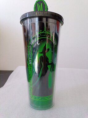 Universal City Studio Wicked Elphaba Don't Hide Green Plastic Tumbler with Straw